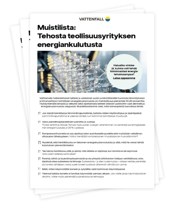 Tehosta teollisuusyrityksen energiankulutusta