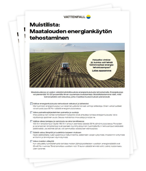 Maatalouden energiankäytön tehostaminen